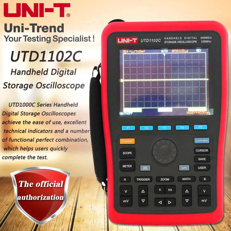 

Портативный цифровой запоминающий осциллограф UNI-T UTD1102C, 2 канала/полоса пропускания 100 МГц/частота дискретизации 500 мкс/с