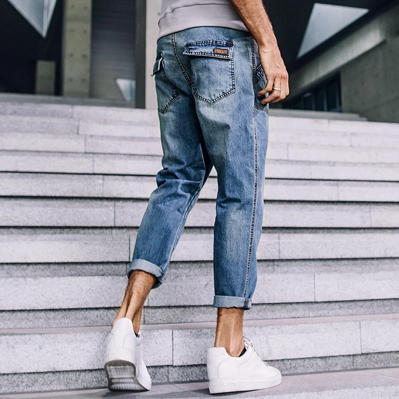 KUEGOU осень джинсовые штаны-шаровары, Для мужчин бренда Slim Fit рваные бедствия штаны для мальчиков Модная уличная одежда в стиле «хип-хоп», джинсовые брюки 2377