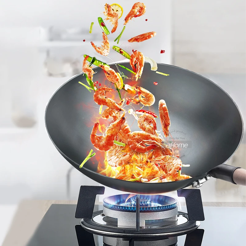 

Chinese Iron Wok Traditional Handmade Iron Cook Pot Non-stick Pan Non-coating Gas Cooker Cookware kitchen pot cast iron pot