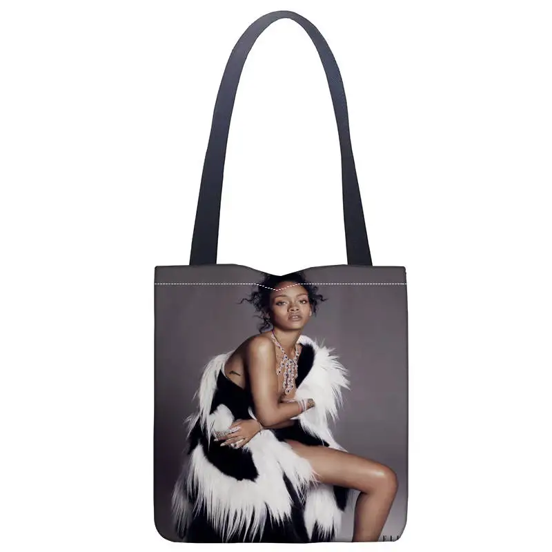

New Arrive Custom Rihanna printed canvas tote bag convenient shopping bag woman bag student bag Custom your image