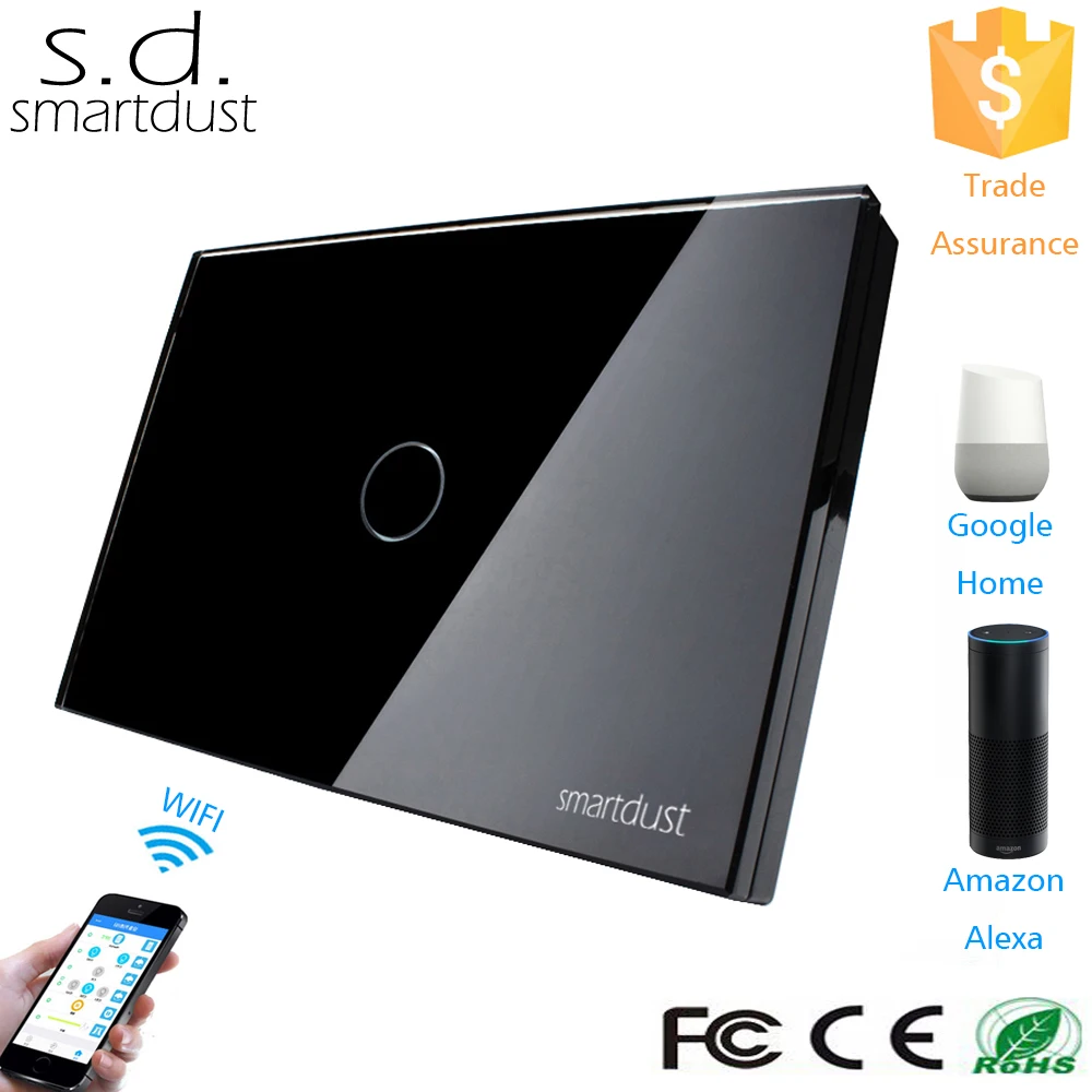Умный выключатель Smartdust светодиодный сенсорный из закаленного стекла с