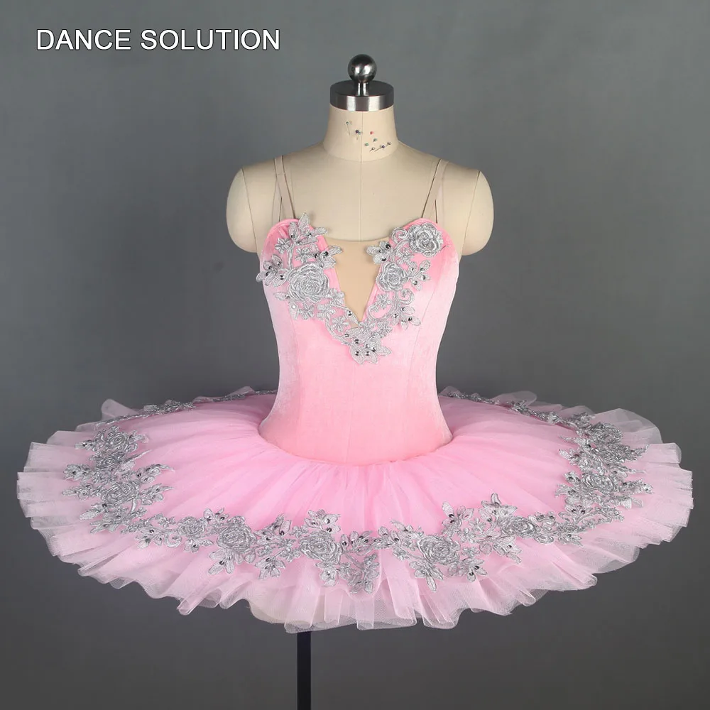Pink with Silver Розовый бархатный топ; жесткая фатиновая юбка; предварительно профессиональная балетная пачка для девочек и женщин; балерина для сценического танца; блинная пачка; BLL108-6 - Цвет: Pink with Silver