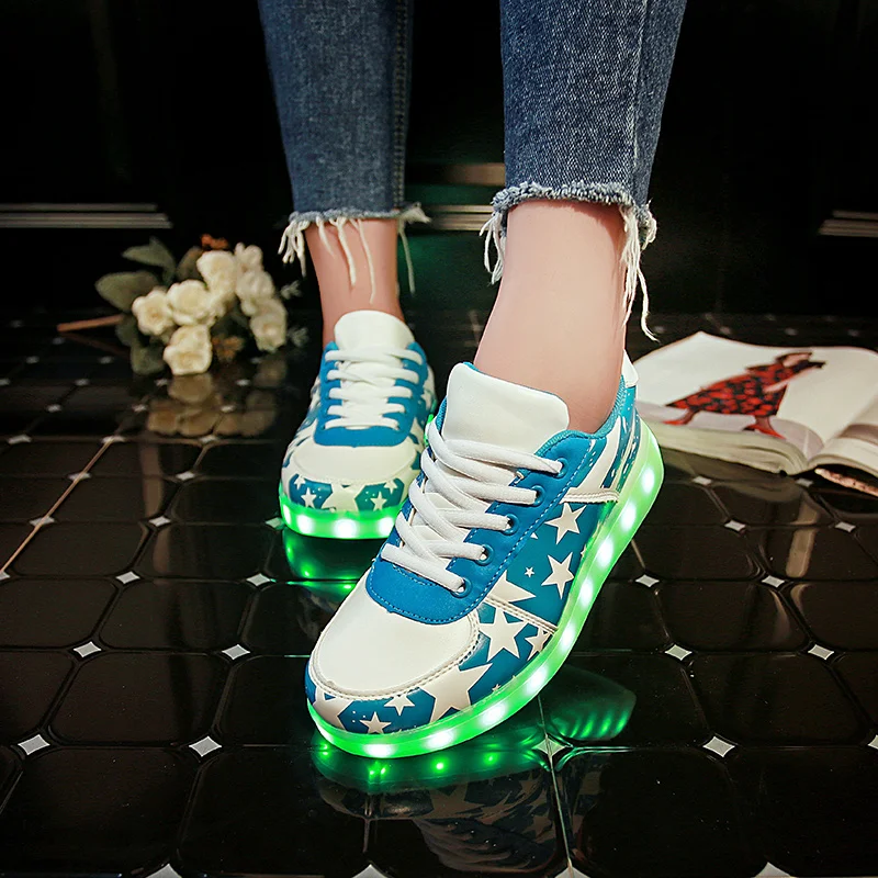 FDH01S Lightblue 7 ipupas/детская обувь; размеры 31-41; белые туфли со светодиодной подсветкой; Светящиеся кроссовки для мальчиков и девочек; Schoenen Homme; Светящиеся кроссовки - Цвет: FDH01S Lightblue