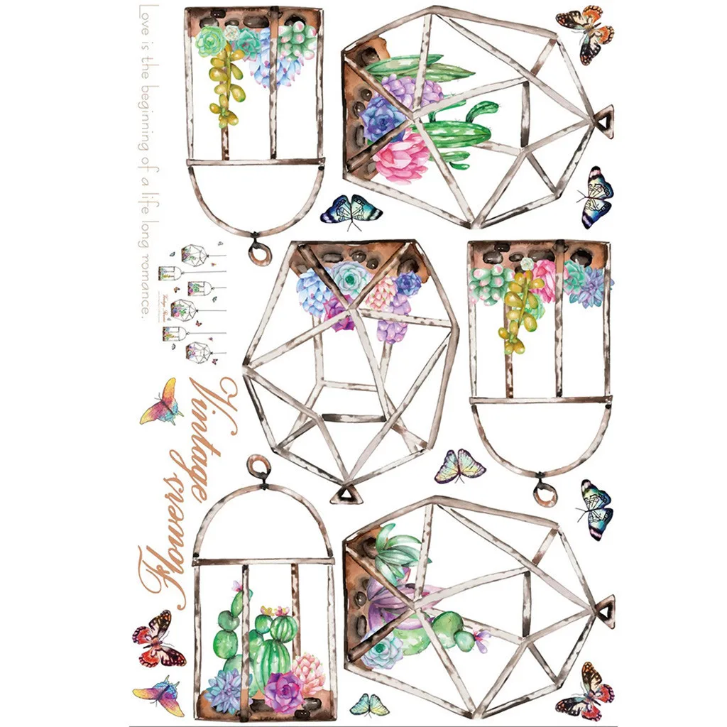 Настенные наклейки для украшения дома DIY суккуленты висячая корзина спальни