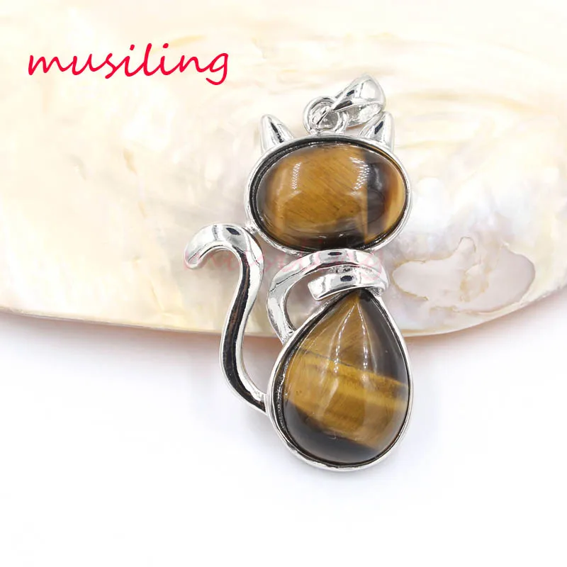 Natural Gem Stone Cartoon Cat Pendants Reiki Pendulum Charms Healing Chakra Amulet Europe Fashion Jewelry For Womens 1Pcs | Украшения и
