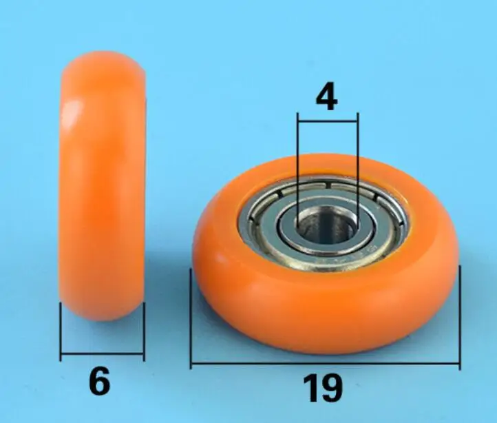 Резиновый шкив DuoWeiSi 4*19*6 мм с пластиковым покрытием, выдвижной ящик для витрины 624, подшипник GB 20, алюминиевый профиль, направляющий подшипник 29 кг внутри 4 мм