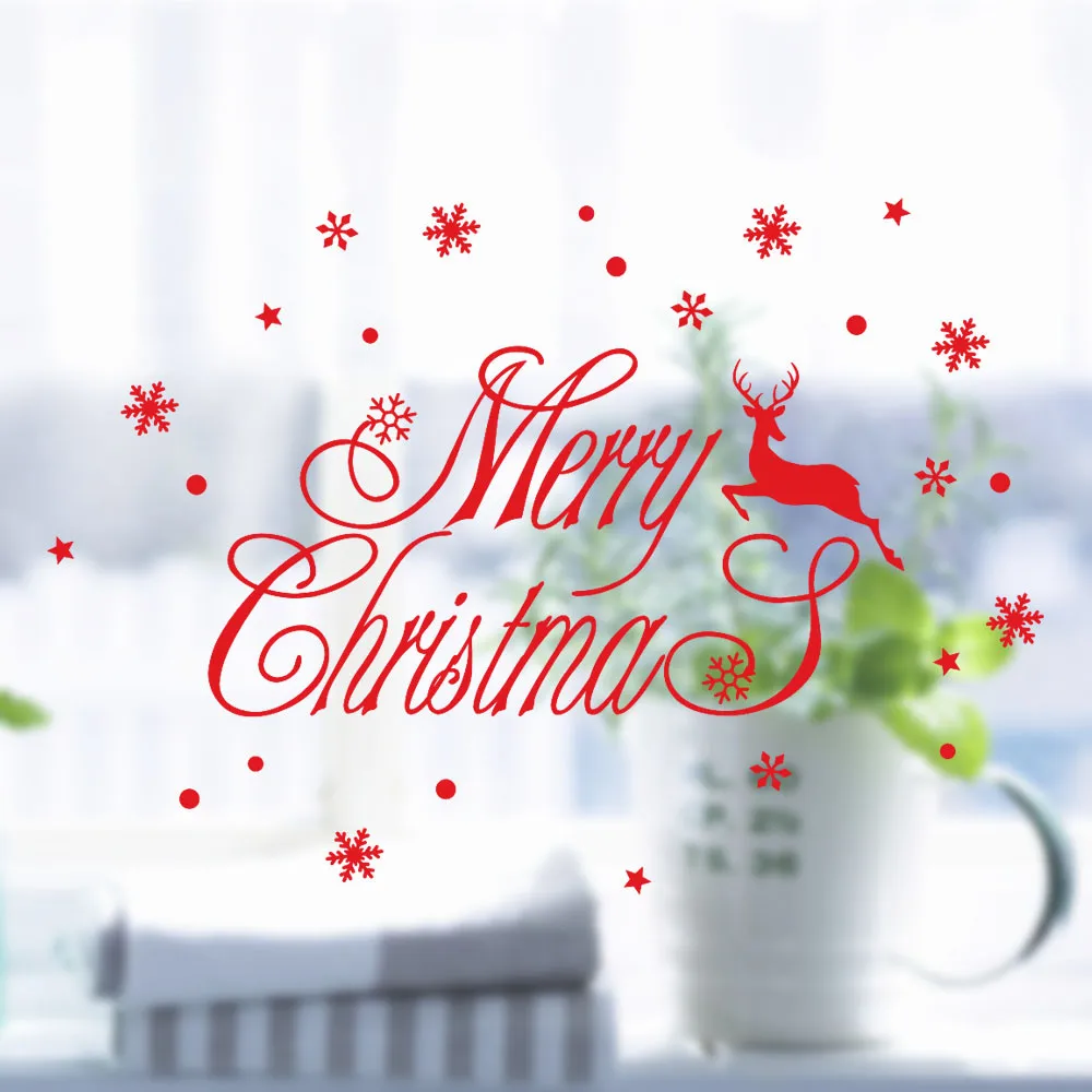 2019 Счастливого Рождества лося снежинки стикеры на стену Праздничные наклейки