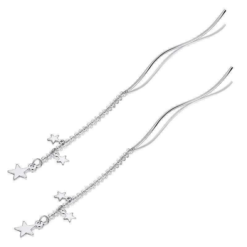 Fashion Women Earrings 2019 Cute Metal Star Water Wavy S Type Ear Line For Accessories Long Dangle Gift | Украшения и аксессуары
