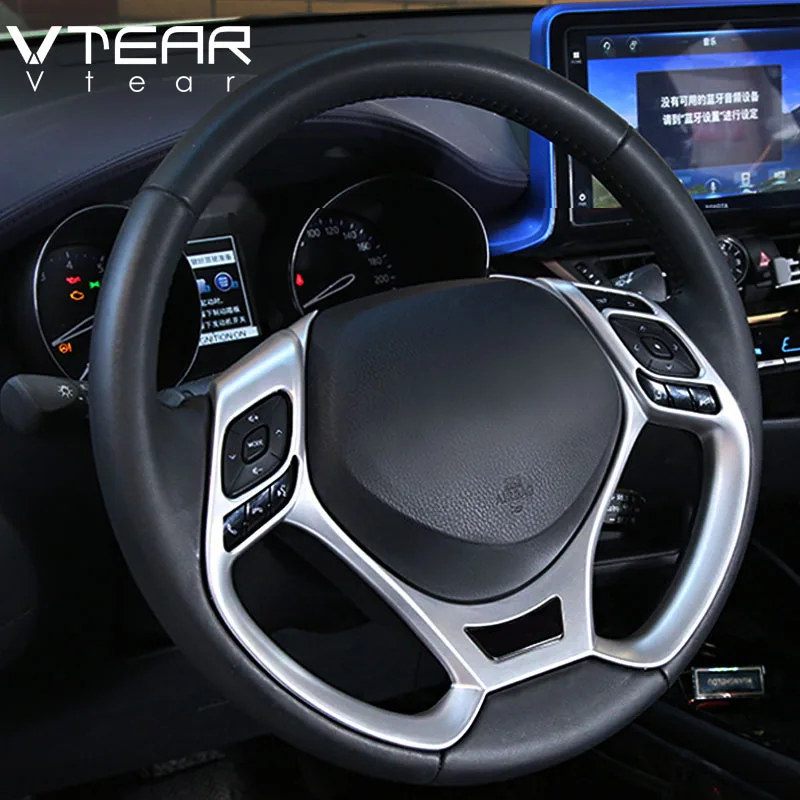 Vtear для Toyota C-HR CHR chrom кнопка на рулевое колесо Панель рамка крышка Накладка наклейка интерьерные молдинги аксессуары
