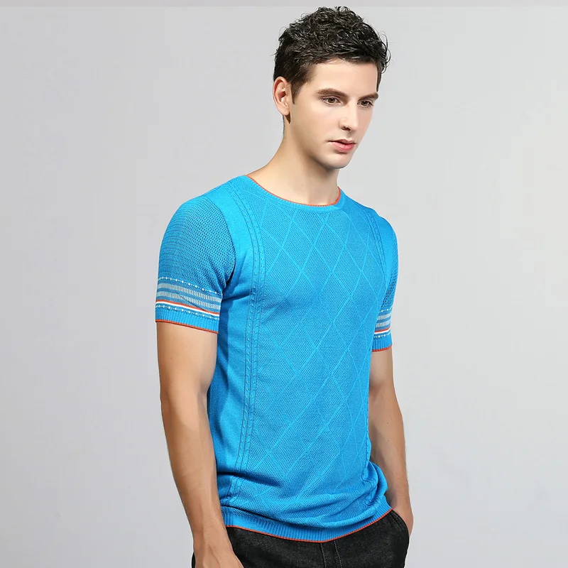 2018 Новое поступление мужской летний Повседневный облегающий тонкий вязаный