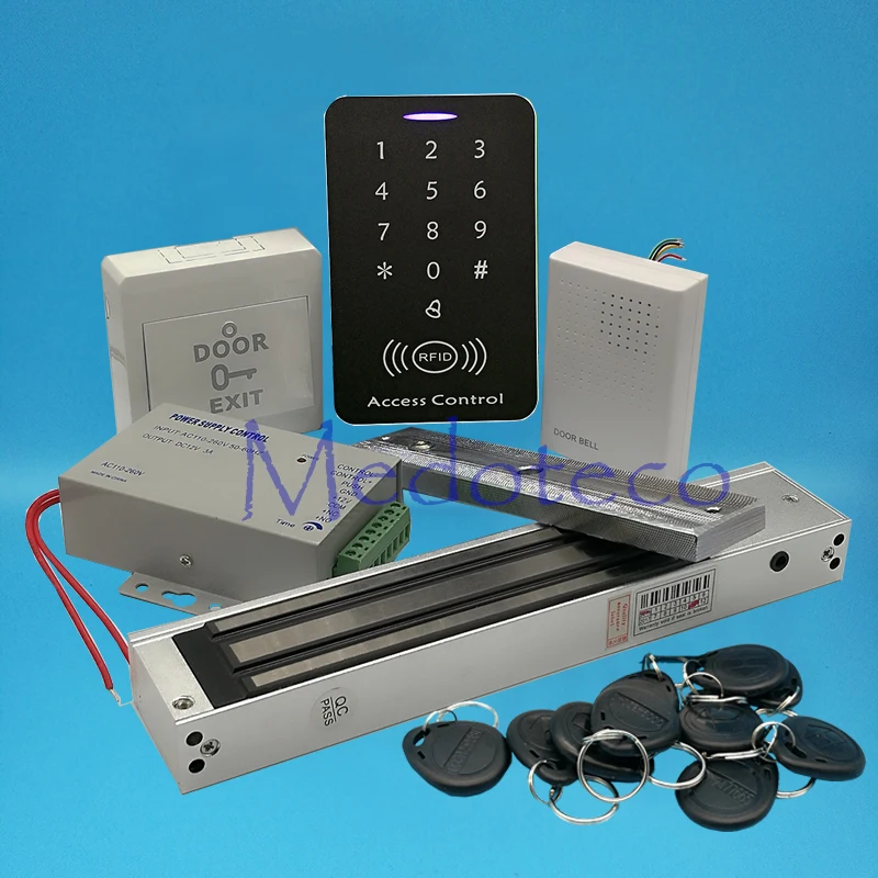 

Full 125khz Rfid Card Wood Metal Door Access Control System Kit EM Card Access Controller +600lbs Magnetic Lock + Power Supply