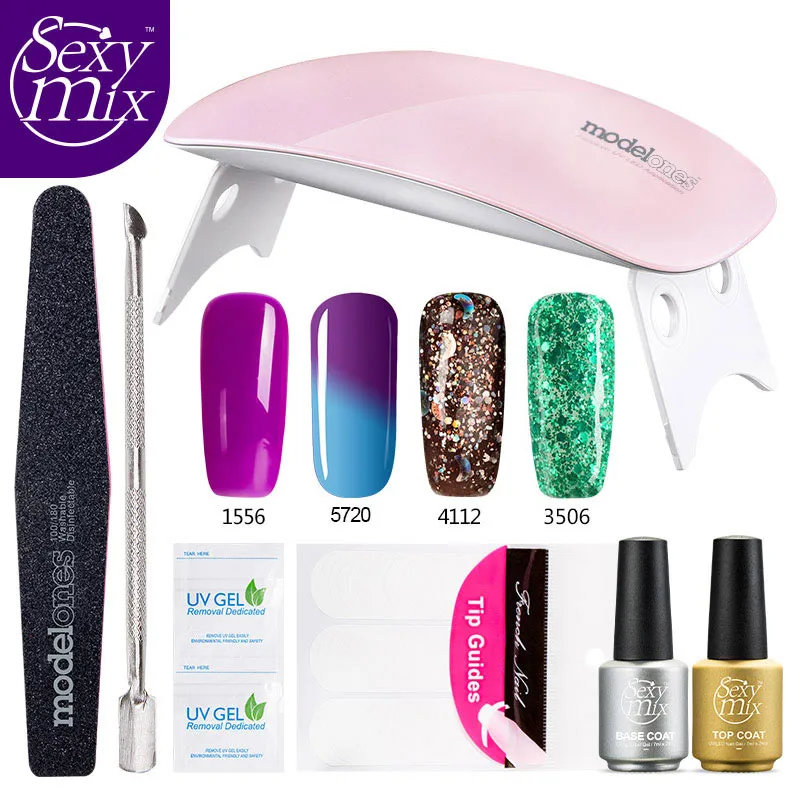 Сексуальная смесь Профессиональный французский маникюрный набор с 6 Вт Сушилка