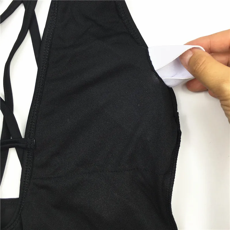 Сексуальный глубокий v-образный Вырез Цельный купальник женский Однотонный