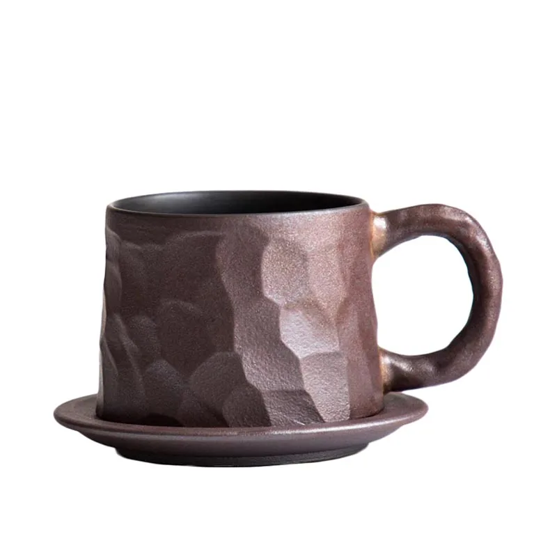 

320 мл грубая керамика кофейная чашка с блюдцем ручная работа Ретро Керамическая кофейная кружка офисный чай молочная вода Посуда для напитк...