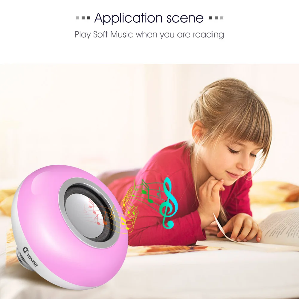 VONTAR Smart RGB Беспроводной Bluetooth Динамик лампы музыка затемнения E27 светодио дный