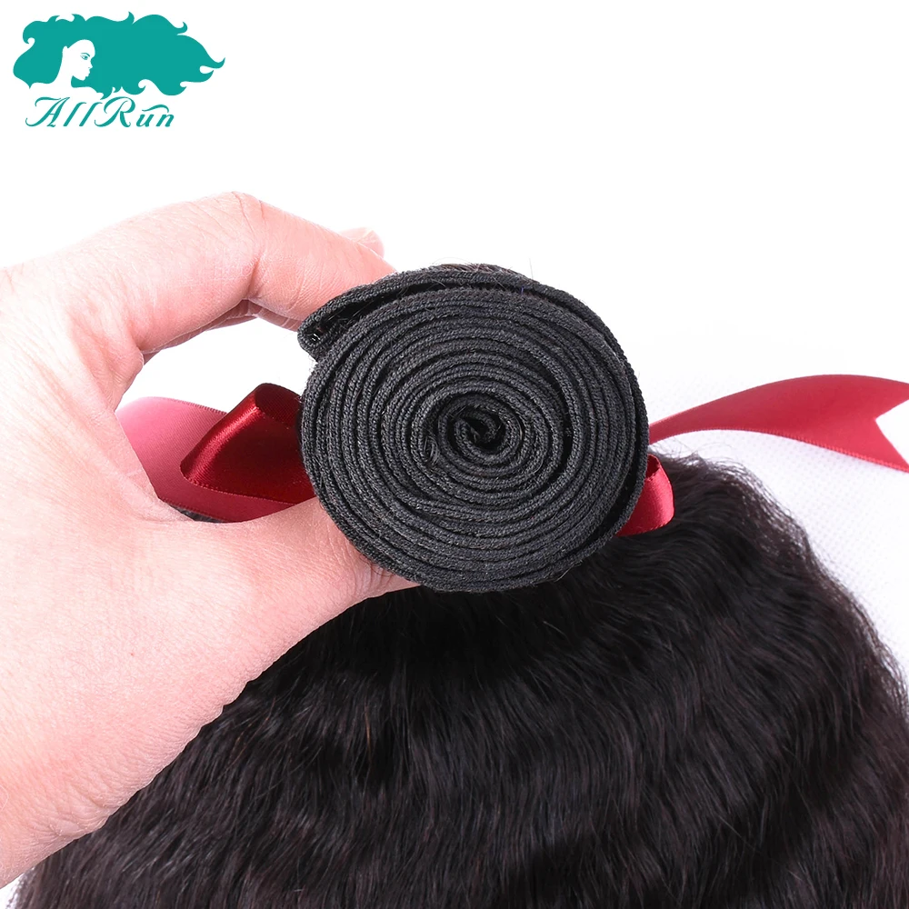 Allrun монгольские курчавые прямые волосы пучок человеческих волос Ткачество 1 или 3