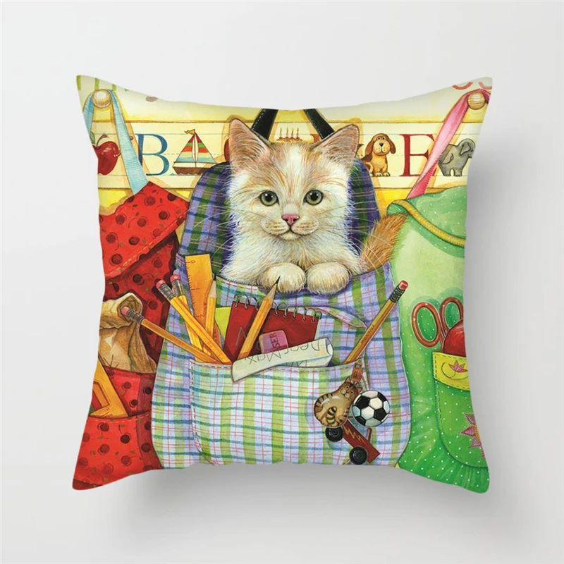 

Fuwatacchi 3D Cute Lovely Cat Print Cushion Cover Animal Cat Dog Flower Pillowcase Sofa Seat Home Car Decor Throw Pillows Cover