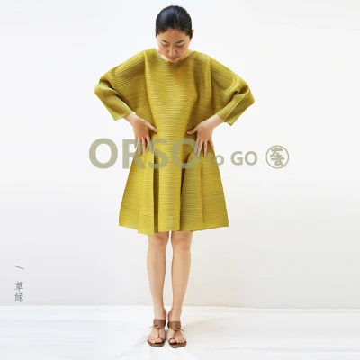 Хит продаж платье Miyake модное трапециевидной формы с круглым вырезом три четверти
