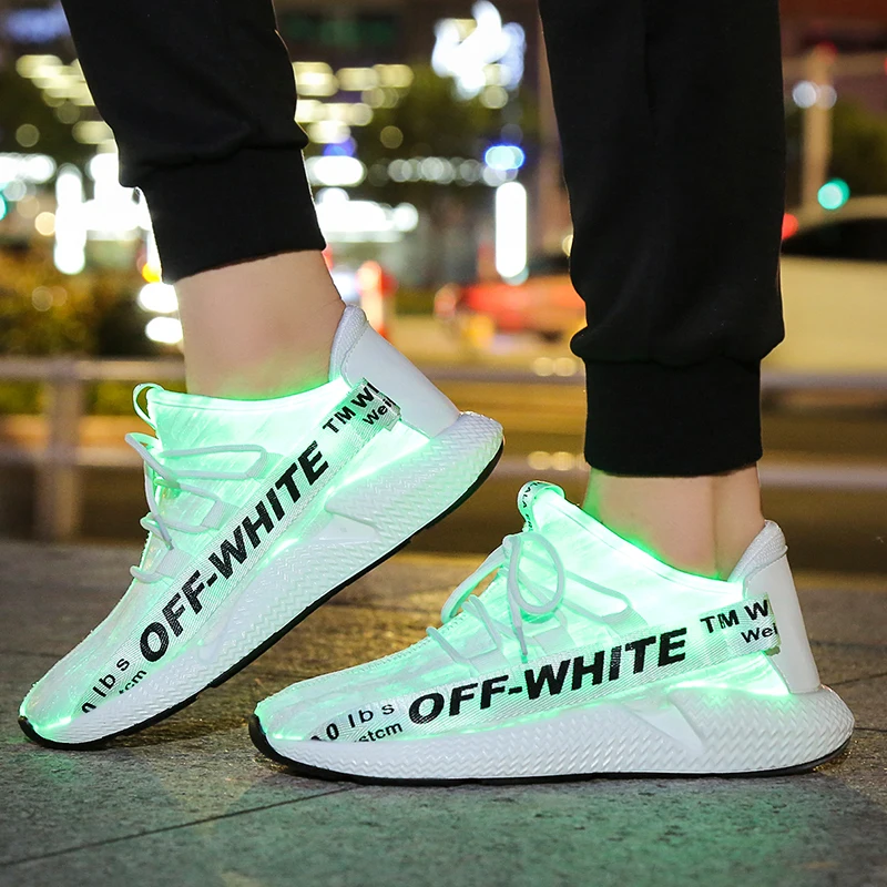 UncleJerry Size 35-44 New Led Fiber Optic Shoes for men women USB Recharge glowing Sneakers light up shoes Party and Wedding | Обувь