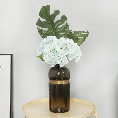 LIGHT BLUE 34 см Шелковый цветок, искусственные цветы гортензии, букет, искусственные цветы для дома, свадебные украшения, для дома, для свадьбы, искусственный цветок - Цвет: LIGHT BLUE