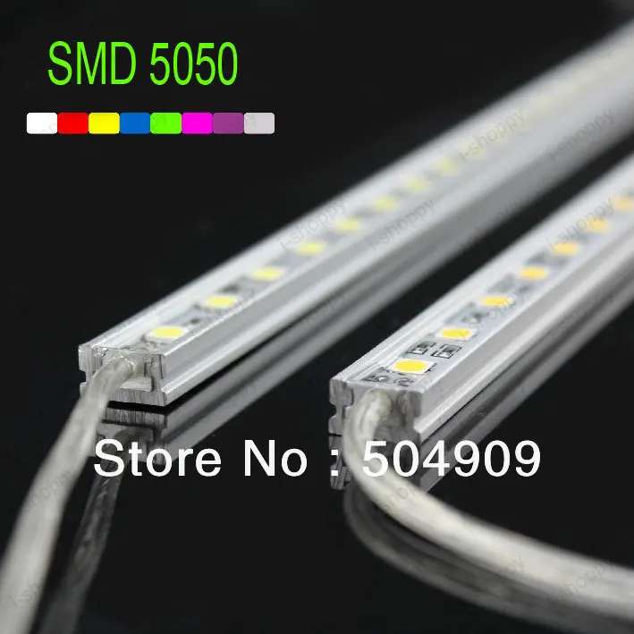 Lot=5x 50cm 30-LED RGB Color Changing Flash SMD 5050 Strip Grill Lights Bar Groove Hard Rigid + IR Remote Control