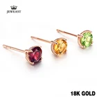 Серьги 18k из чистого золота с цитрином, гранатом, опазом, оливином, аметином, модные красивые натуральные Классические Элегантные настоящие 750 однотонные женские серьги для вечеринок