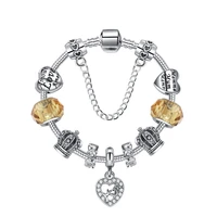 fashion jewelry love crown zircon bracelet valentines day gifts womens diy handmade beads bracelet wholesale