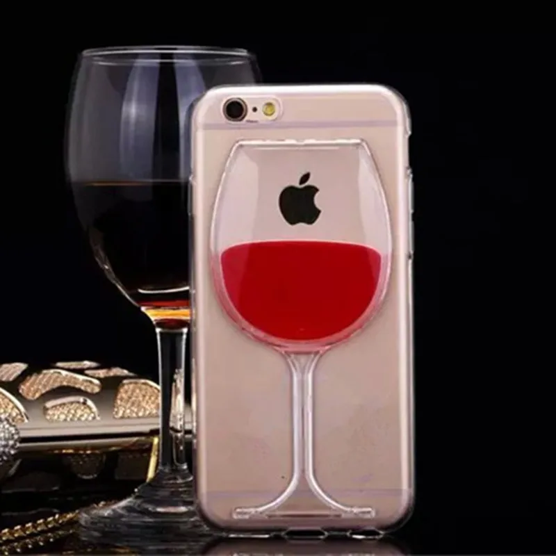 Для iphone 7 Case Смешно ТПУ Мягкая Обложка Жидкость бокал Красного вина Mobile phone Protective