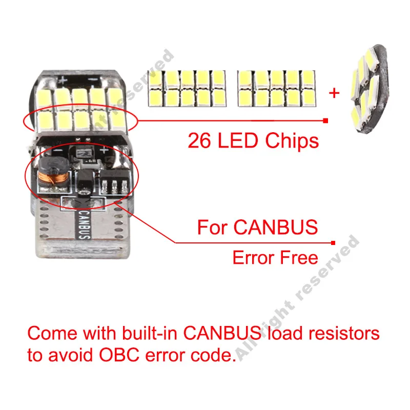 Светодиодсветильник лампа CANBUS T10 W5W 194 для салона автомобиля 2 шт.|auto interior|car lamp