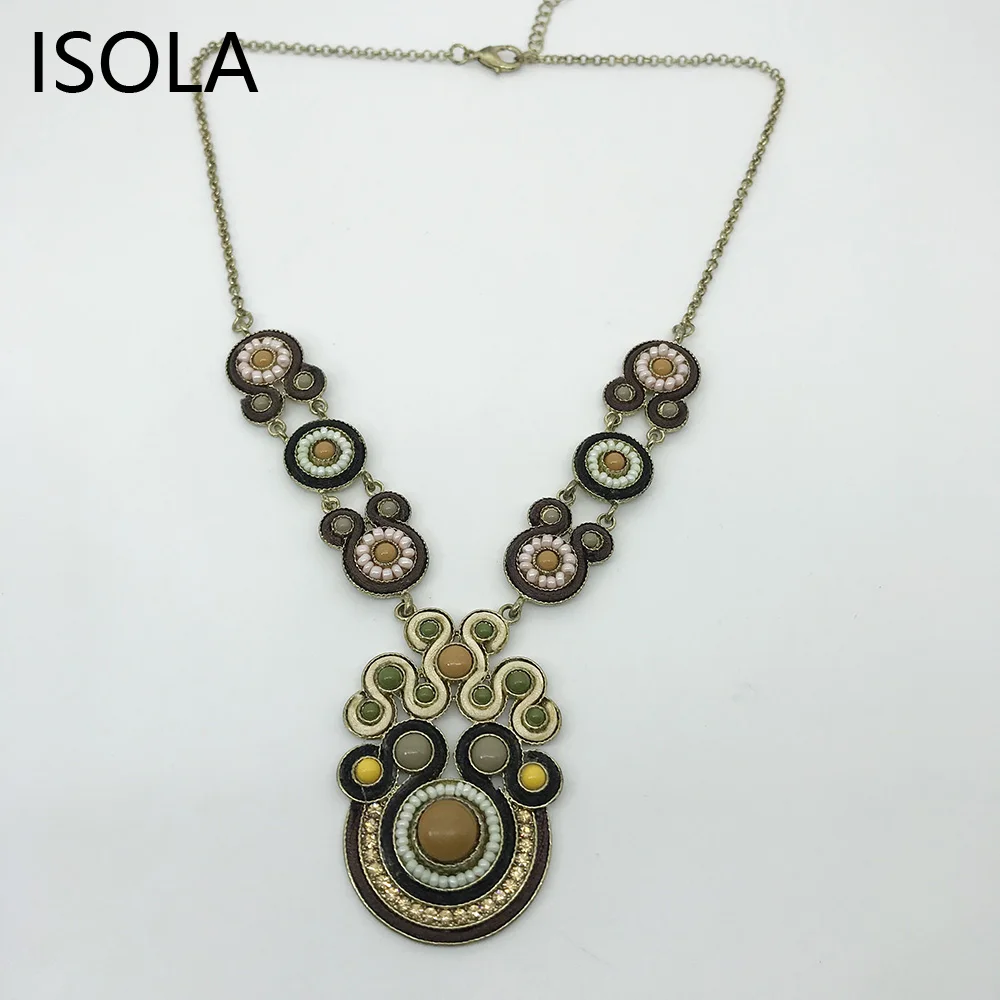 ISOLA эффектная Очаровательная люстра круглая винтажное этническое ожерелье