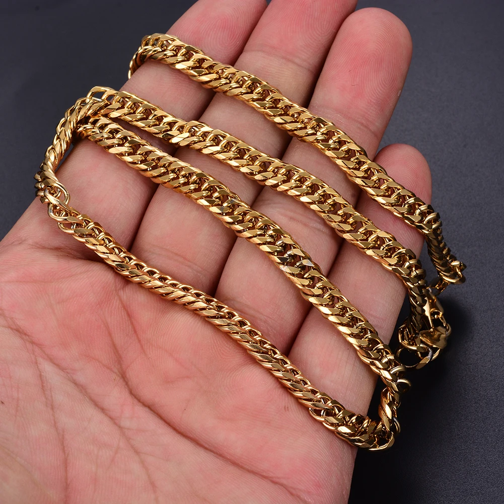 WANDO Fashoin Copper Chain Gold colour Necklaces For Men Link Chains Hiphop/Rock Jewelry 6mm width 50cm Long N16 | Украшения и