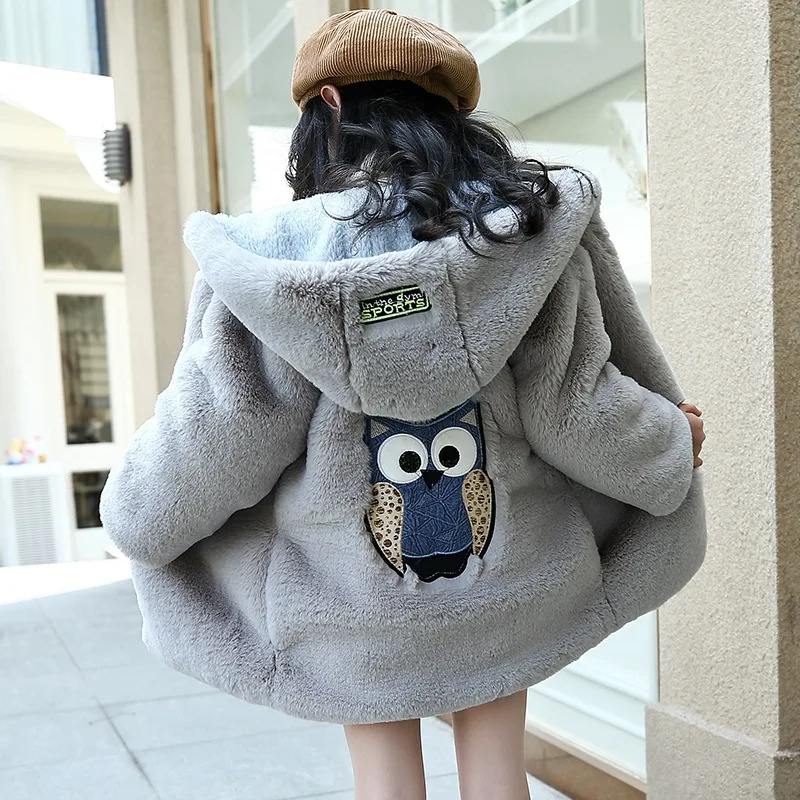 

Autumn Winter Baby Girl Clothes Faux Fur Fleece Owl Coat Warm Jacket Snowsuit 4-14T Baby Girls Hooded Toddler Kid Outwear