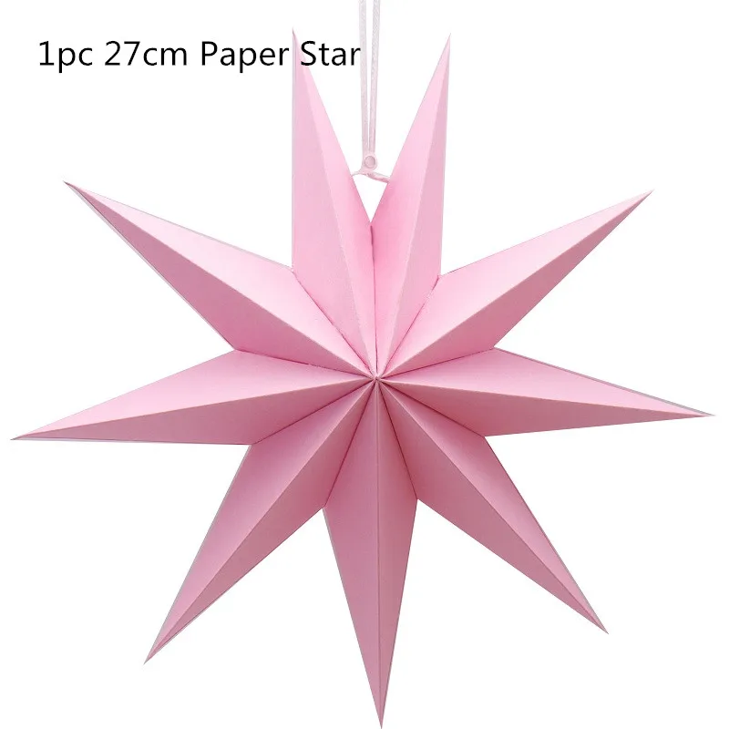Pink 3D вечерние украшения звезда бумажные цветы многоцветный 1 шт. Ручной Работы Висячие тени дерево двор Рождество год Свадьба домашний декор - Цвет: Pink