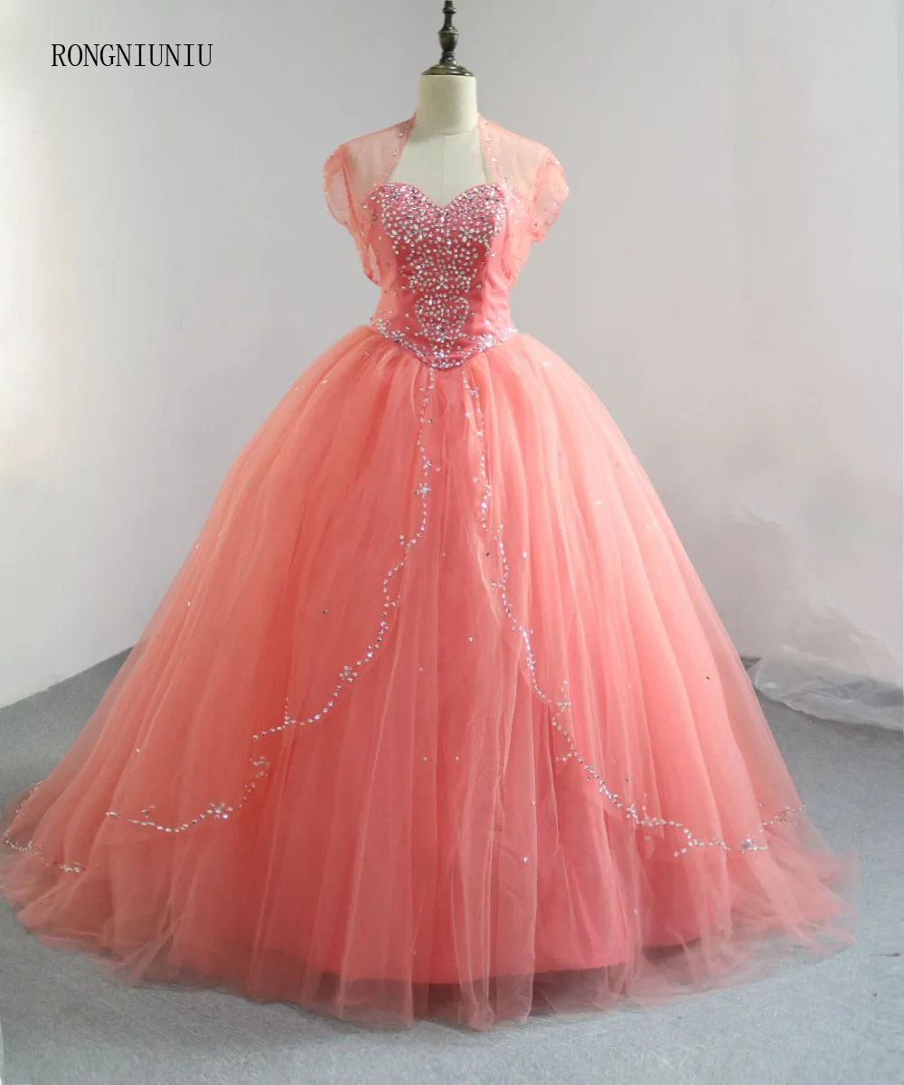 Quinceanera Dresses 2017 Jacket for Sweet 16 Girls Beading Crystal Ball Gowns Princess Styles Vestido de Debutante | Свадьбы и