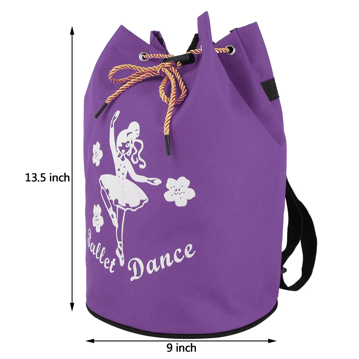 TiaoBug Cute Kids Fashion Drawstring Ballet Bag Backpack Girls Student School Backpack Dancer Print Rucksack for Gym Dance Class
