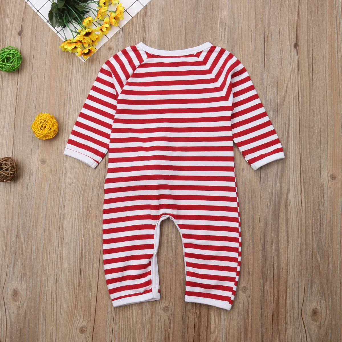 Newborn Infant Baby Boy Girl Christmas Deer Stripe Romper Long Sleeve Jumpsuit Sunsuit Outfit | Детская одежда и обувь