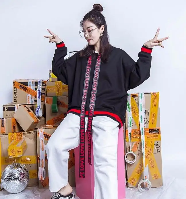 2019 Новый осенние с сеткой красный прилив oversize длинные средней длины Длинные