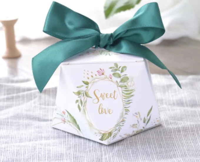 3 100 шт. ромб зеленые листья Лес Стиль SWEET LOVE/Спасибо коробка конфет свадебной подарки вечерние поставки подарочная коробка - Цвет: 3