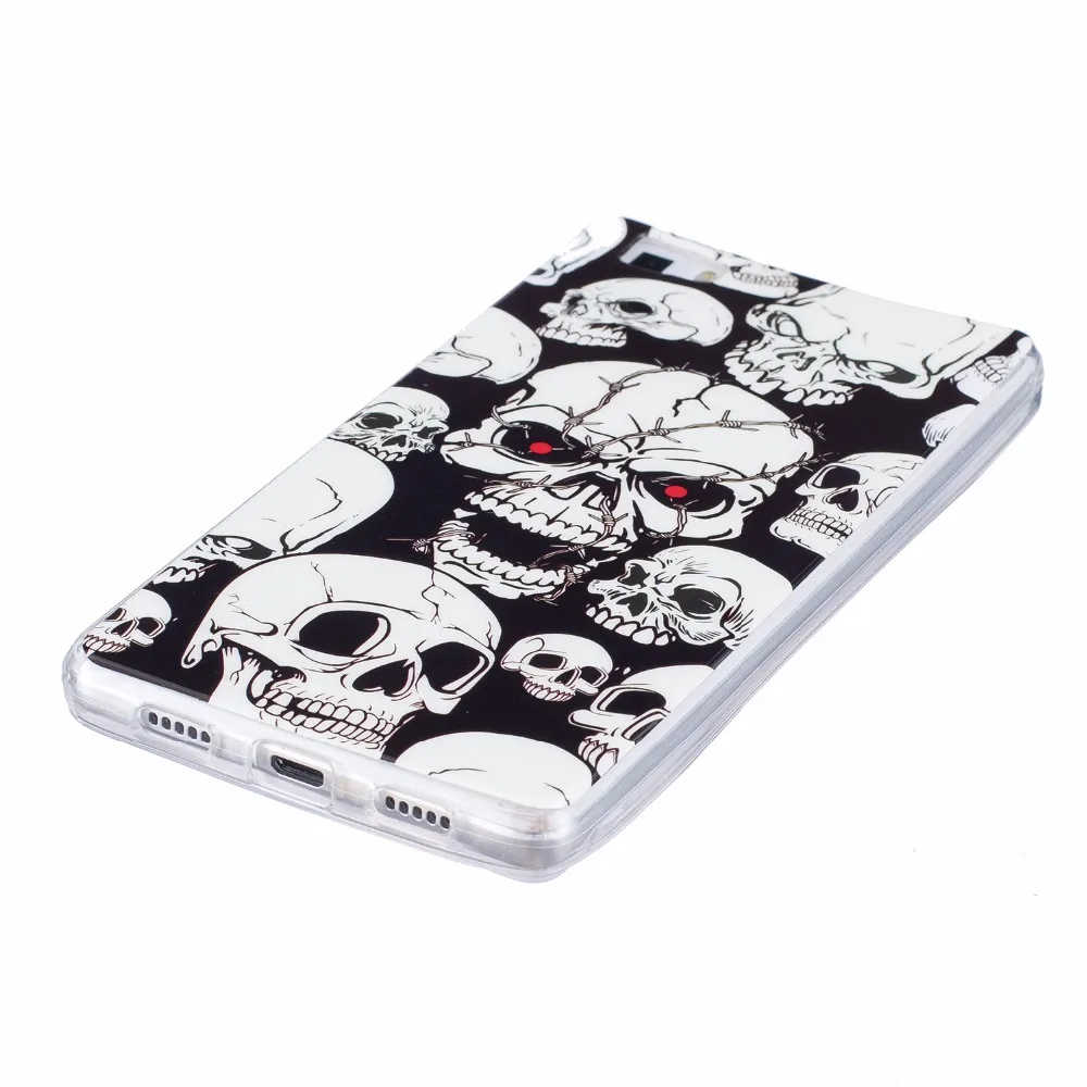 Световой Мягкие TPU Case For Huawei P8 Lite Прозрачный Цветок Жираф Бабочка Череп Крышка Для