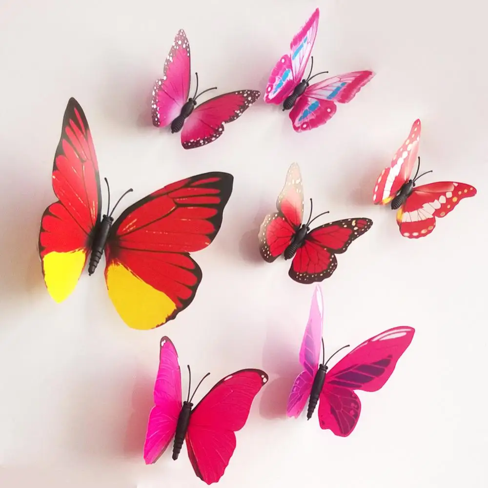 12pcs 3D Butterfly Sticker Art Design Decal Wall Home DIY Decor Stickers for Kids Room Decoration | Дом и сад