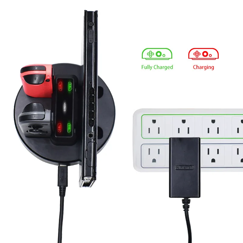4 in1 Nintend Switch Joy-con Controller And Nintendoswitch Console Round Charging Dock Station Charger Stand Nitendo Accessories