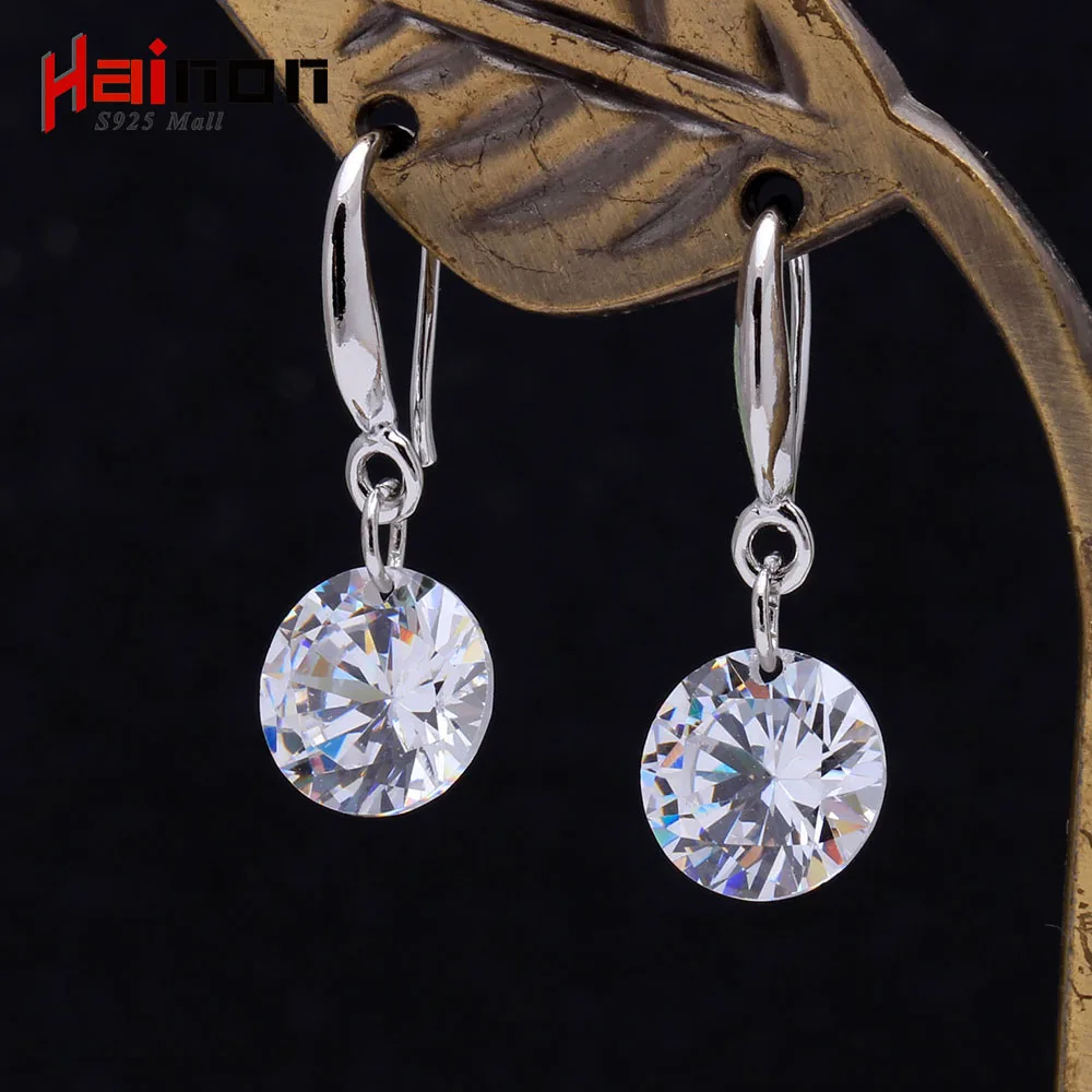 Роскошные женские серьги с Белым Круглым цирконием винтажные свадебные