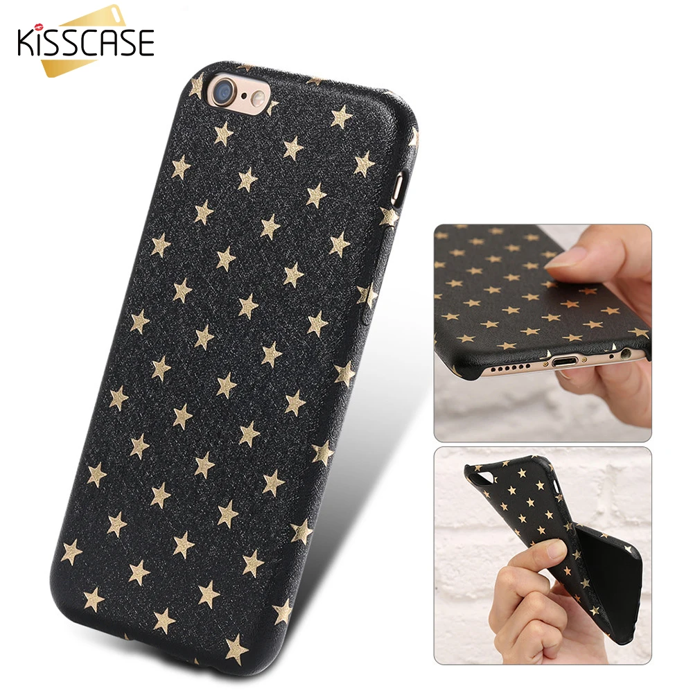 KISSCASE блестящий чехол для телефона iPhone 6 6S 7 8 Plus мягкие чехлы с золотой звездой из