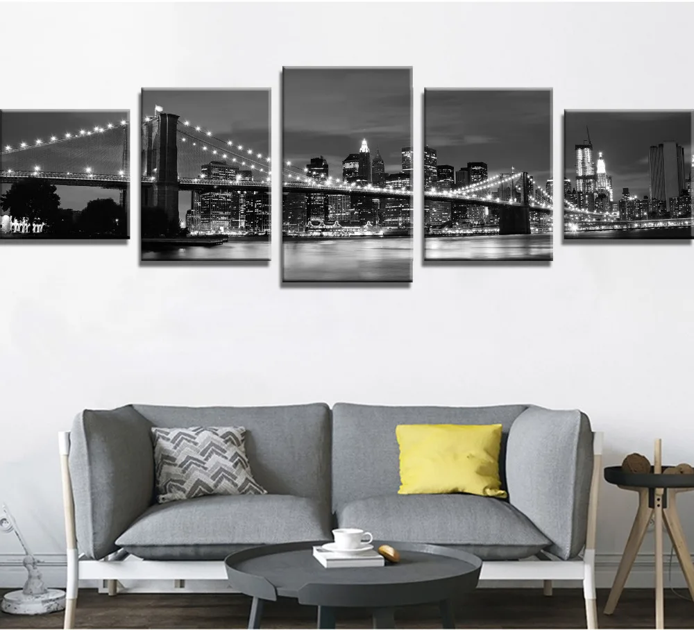 Модульные картины из 5 предметов современные на холсте в Нью Йорк Бруклинская