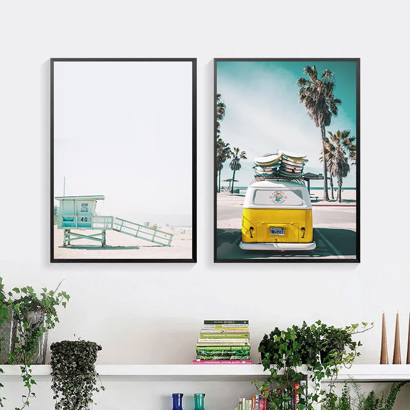 Scandinavian Poster Nordic Ocean Waves Surfing Wall Art Canvas Print Seascape Painting Tropical Decoration Picture Home Decor | Дом и сад