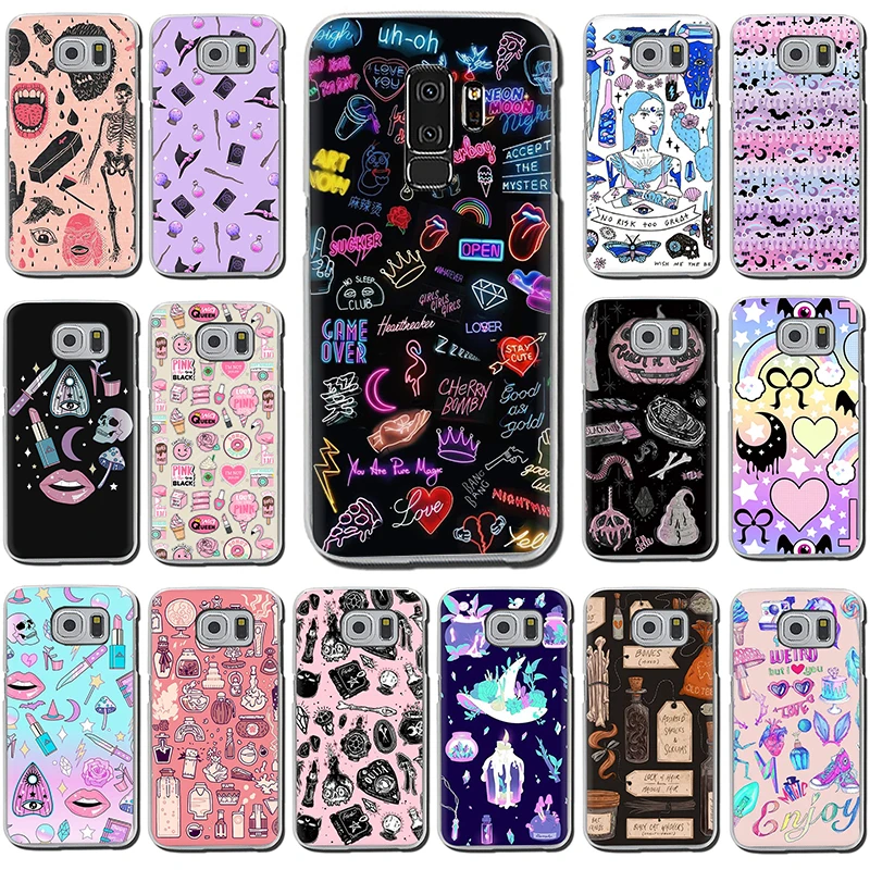 Girly пастельных ведьмы жесткий чехол для телефона с рисунком в виде крышки для samsung S7 край S8 S9 S10 плюс S10e Note 8, 9, 10, M10 M20 M30 M40