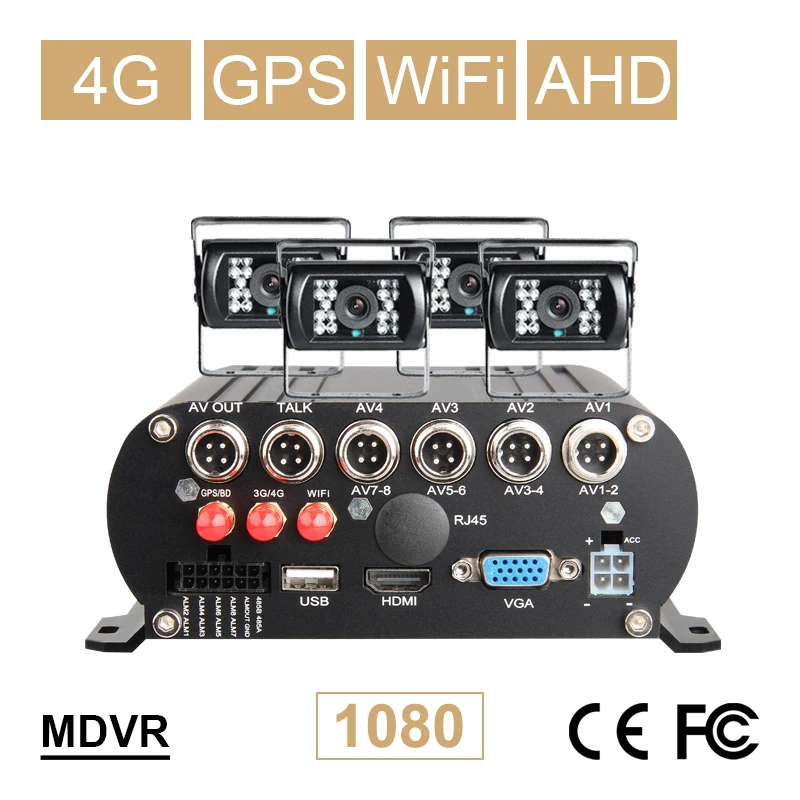 Онлайн 4CH H.264 жесткий диск HDD 4G GPS Wifi Автомобильный регистратор Мобильный Dvr