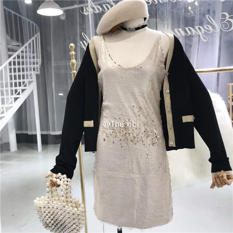 ALPHALMODA однобортный женский вязаный жакет с v-образным вырезом и длинными рукавами в золотую полоску с искусственным карманом женские изящные кардиганы