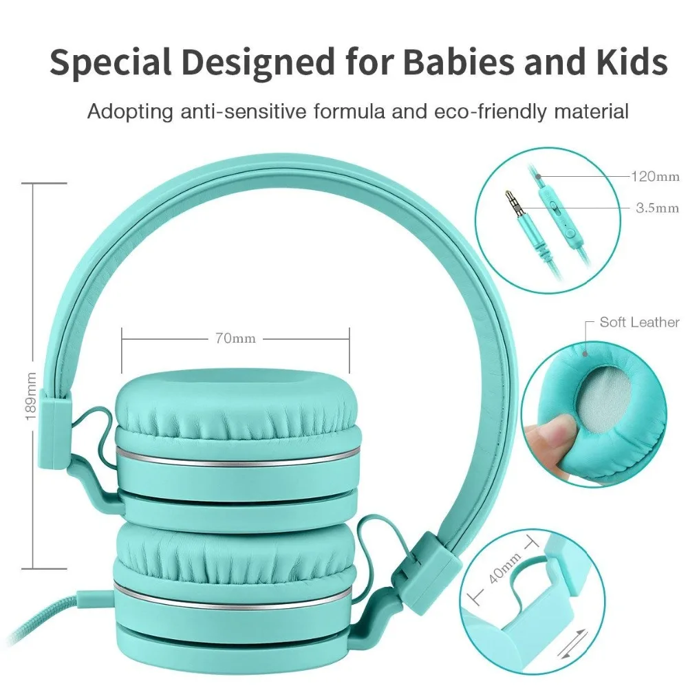 Детские наушники проводная гарнитура с микрофоном 85 дБ ограничение громкости |