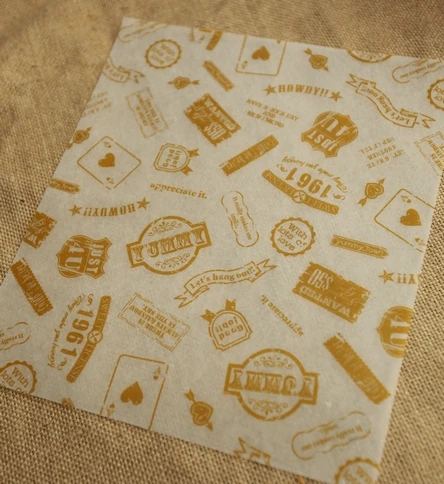 200 желтая вощеная бумага с логотипом покрытием защитой от жира для сэндвичей